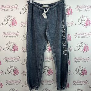 Ocean Drive Gray Joggers sweatpants with Marco Island Text leg tie up rope